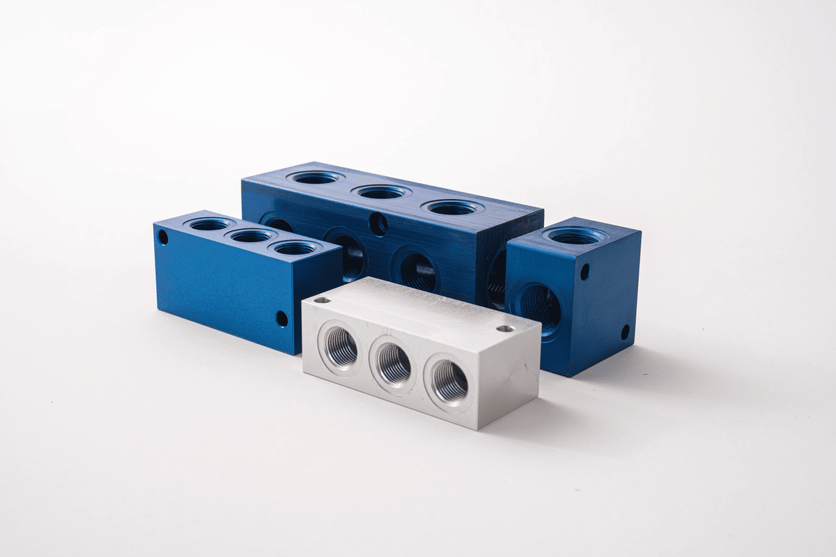 Luftverteiler und Verteilerblöcke aus Aluminium – eba pneumatic